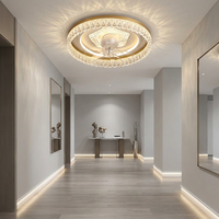 Lámpara de techo interior de bajo consumo con ventilador silencioso, borde brillante de lujo e iluminación LED para dormitorio principal, de la fábrica de Zhongshan.