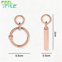 Breloques entièrement personnalisées en acier inoxydable 316, fermoir à ressort ouvrable, cercle et barre verticale plate, revêtement PVD or épais, petits pendentifs