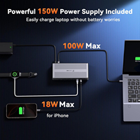 Docking Station Aluminium Alloy USB C 4K/60Hz Triple untuk DP 120W PD Charging 10Gbps USB 3.1 Gigabit Ethernet Laptop Dock Stock