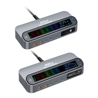 Station de charge rapide de bureau GaN 405W 470W USB A USB C PD3.1 avec affichage, adaptateur secteur pour ordinateur portable multi-appareils 140W