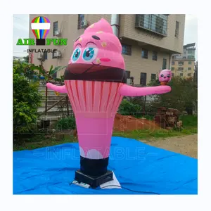 AIRFUN özel ayakta dev pembe Popsicle reklam dekorasyon için şişme dondurma havalı germe makinesi