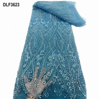 Tissu de dentelle perlée de luxe pour mariage, pour femmes, avec quelques paillettes, tissu de dentelle en tulle pour robe