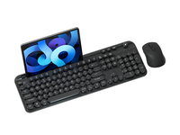 Keyboard dan Mouse Keyboard 108 tombol, Kombo Retro tanpa kabel kantor 2.4G mesin tik nirkabel Keyboard dan Mouse warna-warni