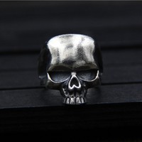Bague Crâne Rétro BOCAI en Argent S925 pour Homme, Design Original Personnalisé, Bijou Hip-Hop Punk en Argent, Bague de Mariage