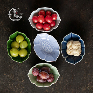 Assiette à fruits en céramique, porcelaine, design rétro luxueux, pour servir des collations et des desserts lors de fêtes, avec motif de crabapple et de dragon. - Product Image 1