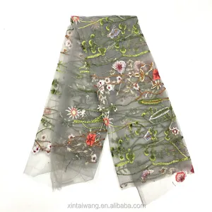 Benutzer definierte afrikanische Mi Stoff Textil Nylon Polyester Jacquard Stricken Stickerei Mesh Spitze Stoff für Kleider