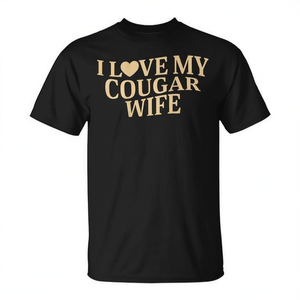 Camiseta I Love My Cougar Wife con estampado en negro y dorado para adultos unisex - Product Image 2