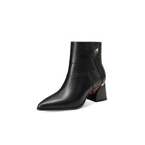 Nouvelles <span class=keywords><strong>Bottines</strong></span> <span class=keywords><strong>Femme</strong></span> Style Britannique à Bout Pointu, en <span class=keywords><strong>Cuir</strong></span> de Vachette Véritable, à Enfiler, avec Boucle et <span class=keywords><strong>Talon</strong></span> Carré, Idéales pour l'Automne - Product Image 1