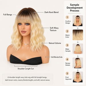 Perruque Blonde Ondulée Effet Mouillé <span class=keywords><strong>avec</strong></span> <span class=keywords><strong>Frange</strong></span> pour Femme, Longue, Bouclée, Synthétique Texturée, Résistante à la Chaleur, Bonnet Ajustable, Idéale pour Fêtes Costumées et Cosplay - Product Image 3