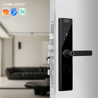 Cerradura Inteligente para Puerta de Vidrio UIELOCK D1-8, Reconocimiento Facial, Huella Dactilar, Contraseña, Tarjeta, Clave, Contraseña Temporal, Control por Aplicación a través de Wi-Fi