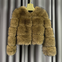 Großhandel Maßgeschneiderte Damen Kurze Trench Faux-Pelzmäntel Umweltfreundlich Winter Warm Hochwertige Flauschige Kunst-Waschbär-Pelzjacken