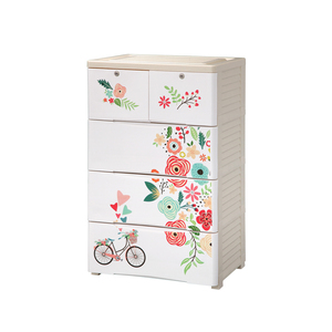 Clothes Cabinet Clothes Drawer Cabinet 1828 Flower Pattern 4 Drawer Plastic Clothes Storage Cabinet With Wheels