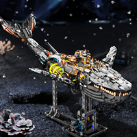 1388 Teile Mechanischer Wal mit Ständer und Licht, Meeresleben MOC Puzzle Bausteine, Zusammengebautes Bausatz Figuren für Kinder Spielzeug 13059