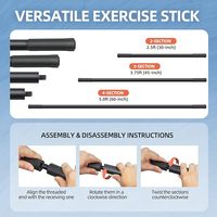 Bâton de yoga en acier durable Wellshow - Couleur noire pour le sport, le yoga, la flexibilité, les exercices cardio, la mobilité, l'équilibre et les étirements