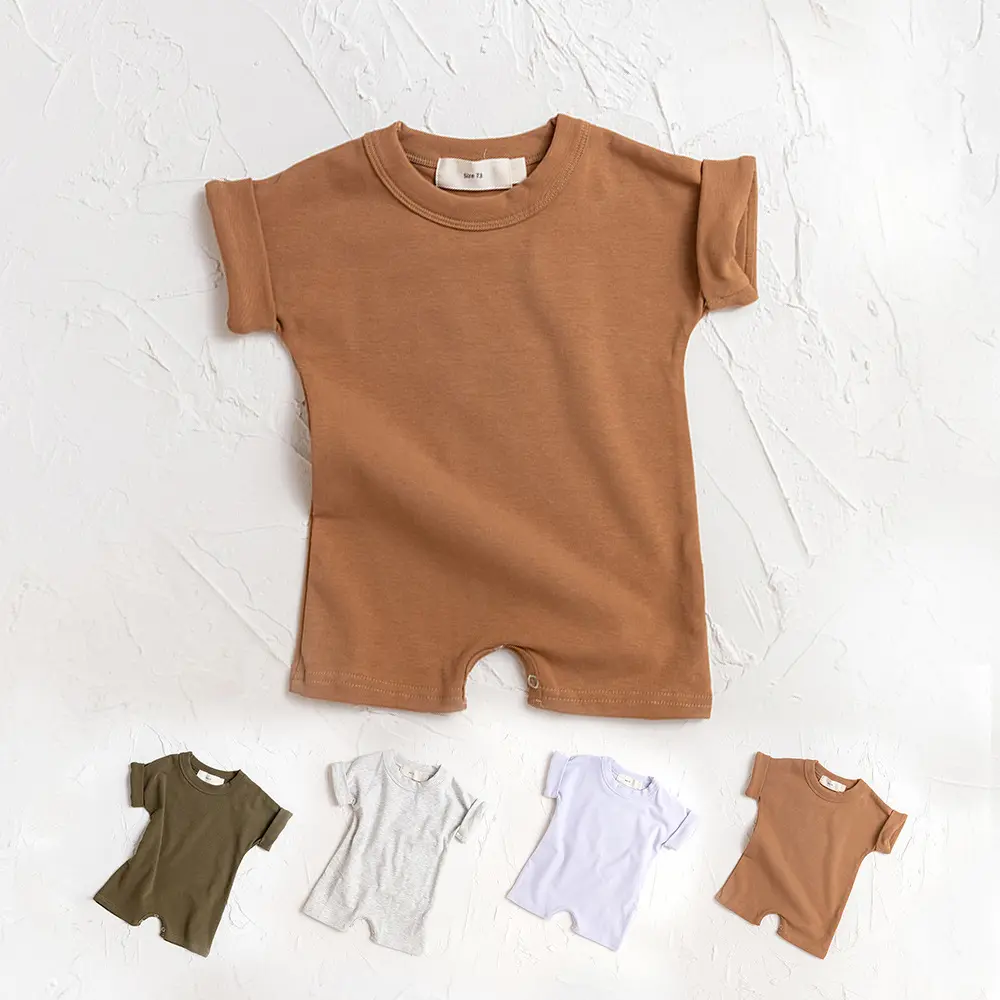 Kurzarm Heather Grey Neutral Baby kleidung Chunky Cotton Blank Romper Jumps uits