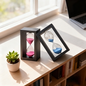 Sablier rotatif en verre de bois carré moderne fait à la main personnalisé sablier pour les cadeaux de mariage Yoga méditation Relaxation bureau - Product Image 4