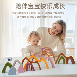 KTL Silicone Stacking Rainbow <b>Blocks</b> 150mm For 3-6 Years Old Children Educational Toy - Product Image 2
