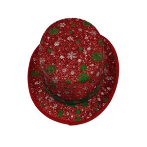 Sombrero de Copa Festivo con Lazo Brillante Navideño, Sombrero de Fiesta de Terciopelo Rojo para Disfraces Navideños - Product Image 5