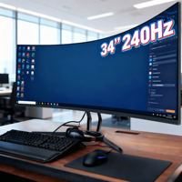 Moniteur de jeu incurvé 27 pouces 144 Hz 2K, écran LED prêt pour 4K pour PC de bureau, prix de gros bas
