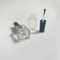 Bouteilles vides en verre de vernis à ongles de brosse carrée de 5ml et 10ml bouteilles de colle de vernis à ongles bouteilles vides de vernis à ongles transparents.