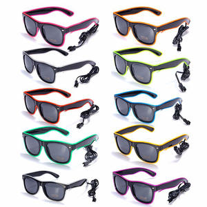 Lunettes de soleil lumineuses Led <span class=keywords><strong>El</strong></span> <span class=keywords><strong>Wire</strong></span> 10 couleurs avec logo personnalisé Lunettes de fête brillent dans le noir unisexe hommes femmes Halloween - Product Image 4