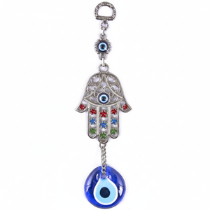 Lacy-Colgante de pared de mano de Hamsa, decoración colorida con ojo malvado de cristal hecho a mano de Turquía - Product Image 2