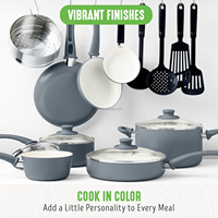 Céramique saine antiadhésive 16 pièces ustensiles de cuisine casseroles sauce à frire ensemble de sauteuses ustensiles de cuisine sans PFAS couvercle lave-vaisselle