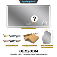 Rectangular LED Bathroom Mirror Anti-Fog Frameless Backlit Wall Mounted Illuminated Vanity Mirror with 3 Color Temperature