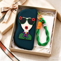 Sac de rangement en silicone de dessin animé, pochette portable avec cordon, petite pochette de rangement imperméable mignonne pour lunettes de soleil et petits objets, cadeau