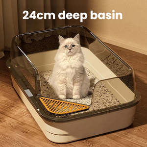 <span class=keywords><strong>Bac</strong></span> à litière pour chat extra large et écologique, à bords hauts, anti-éclaboussures, design ouvert, facile à nettoyer, durable, pour chats de grande taille - Product Image 4