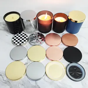 Scented Candle Jars Lids Prevents Volatile Fragrance Isolate Dust Luxury Shiny Mirror Rose Gold Custom Candle Lid Cover