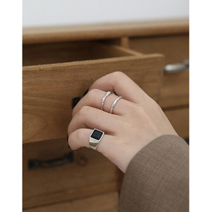 WMJA522 anelli a cerchio aperto anelli geometrici <span class=keywords><strong>in</strong></span> <span class=keywords><strong>argento</strong></span> Sterling doppia barra regolabile parallele per le donne - Product Image 4