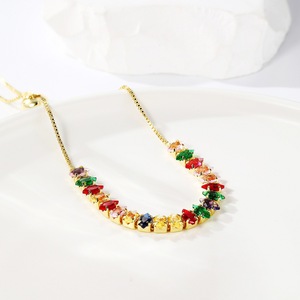 Bijoux de mode pour femmes en or rose plaqué or 18 carats, ajustables, tendance, minimalistes, avec zircon cubique coloré, pour mariage et fête - Product Image 3