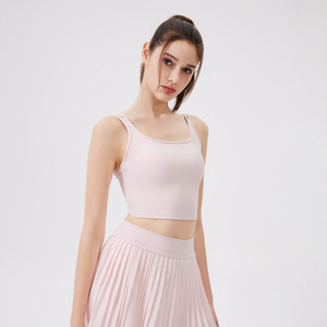 Débardeur de yoga pour femme à double bretelle et dos noué, col carré, rembourré, coupe ajustée, idéal pour le Pilates, la gym et le fitness – Vente en gros - Product Image 2