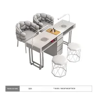 Ensemble table et chaise de manucure style crème Mason, économique, en cuir véritable, avec rangement, simple ou double, de luxe, multifonctionnel, pour salon de manucure