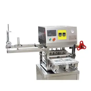 Automatic aluminum foil heat sealing square yoghurt bubble tea instant noodle cup filling sealing machine