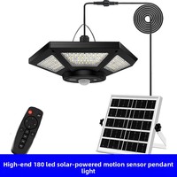 Lampe suspendue à LED à énergie solaire, avec détecteur de mouvement, télécommandée, fonctionnant sur batterie, IP65, pour balcons et extérieur