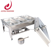 JUYOU Ensemble de réchauds de luxe en acier inoxydable de haute qualité pour buffet et traiteur, avec un, deux ou trois plateaux