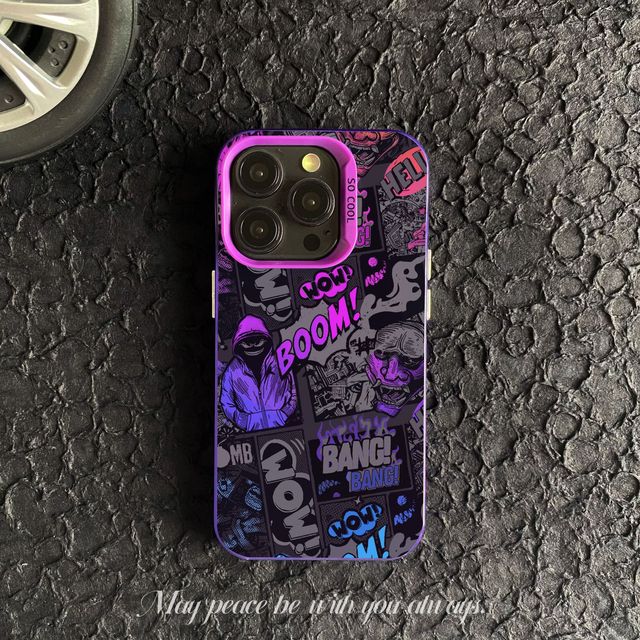 Luxury Dark Anime Illustration Hip Hop Phone Case for iPhone 11 12 13 14 15 16 17Pro Max Creative Cool Design PC Material in