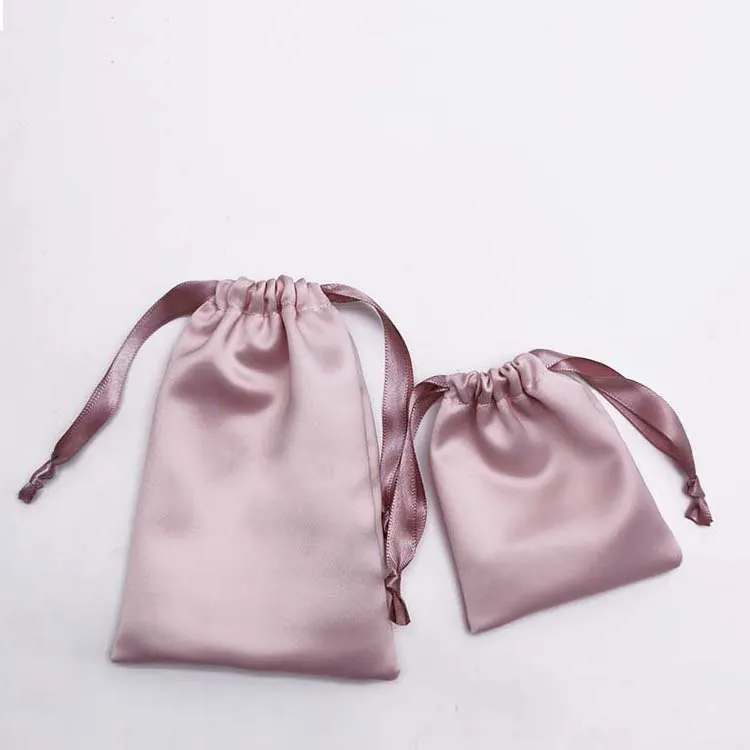Sac pochette en Satin personnalisé avec Logo pour cheveux vêtements chaussures bijoux cosmétiques cadeau soie Satin sac emballage perruque sac de rangement