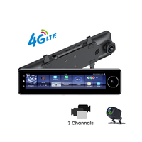 Enregistreur vidéo de voiture GPS ADAS à double objectif 11 pouces FHD 1080P, rétroviseur avec caméra de recul, DVR de véhicule 3 voies avec caméra embarquée 2G+32G, technologie 4G