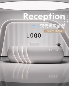 Tienda de belleza moderna, mesa de recepción de madera gris, recepción de <span class=keywords><strong>oficina</strong></span> frontal de Spa, escritorio de recepción curvo, caja registradora de salón de belleza - Product Image 6