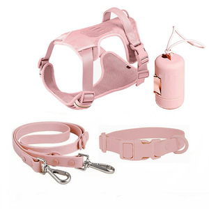 Set Kalung dan Tali Anjing PVC Warna Macaron Baru, Anti-Lepas, Harness Nilon Anti-Tarik dengan Ventilasi Lembut untuk Anjing Kecil dan Sedang - Product Image 6