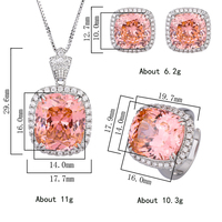 Mode femmes nid d'oiseau coupe 14*16-10*10 simulé Padparadscha laiton ensemble de bijoux pour femmes