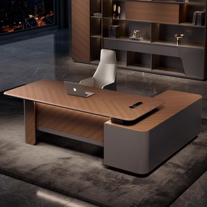 Escritorio de oficina ejecutivo de lujo moderno Escritorio de melamina de madera MDF duradero para computadora Boss Manager para el hogar Edificio de oficinas Certificado CE - Product Image 3