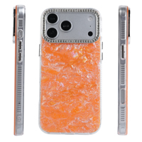 Funda de Teléfono Iridiscente con Diseño de Mármol Oscuro, TPU+PC, con Cristales de Imitación, Lente de Cámara con Brillo Reflectante, para iPhone 17 Pro Max
