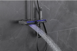 Affichage numérique <span class=keywords><strong>de</strong></span> la température thermostatique Pistolet en laiton gris Bain <span class=keywords><strong>Colonne</strong></span> <span class=keywords><strong>de</strong></span> <span class=keywords><strong>douche</strong></span> pluie - Product Image 2