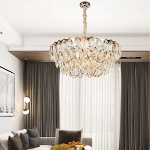 Hangende hanglampen hotel woonkamer moderne armaturen luxe heldere led kristallen bladvormige kroonluchter - Product Image 2