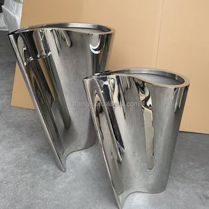 แจกันตั้งพื้นสีเงินขนาดใหญ่หรูหราทันสมัยของตกแต่งบ้านกระถางต้นไม้โลหะสำหรับตกแต่งในร่ม - Product Image 2