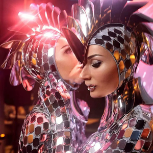 Femme argent doré serpent body miroir réfléchissant Costume fêtes Flash Laser danse verre brillant costume Performance porter - Product Image 5